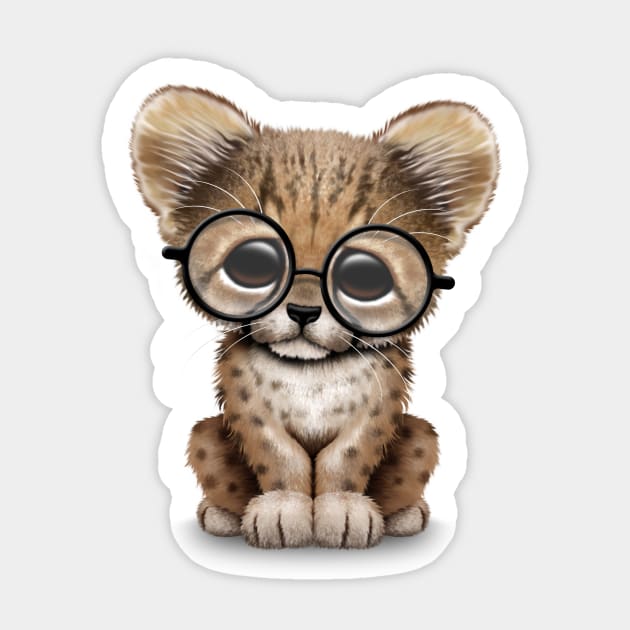 Cute Cheetah Cub Wearing Glasses Sticker by jeffbartels